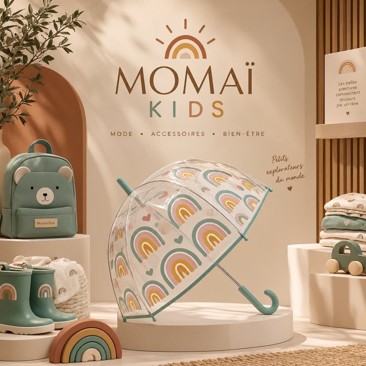 Vêtements d'enfant pliés en coton clair